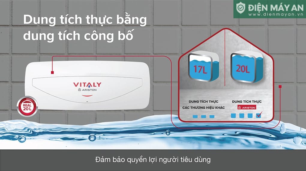 Bình nóng lạnh Ariston 20 lít VITALY 20 SLIM 2.5 FE